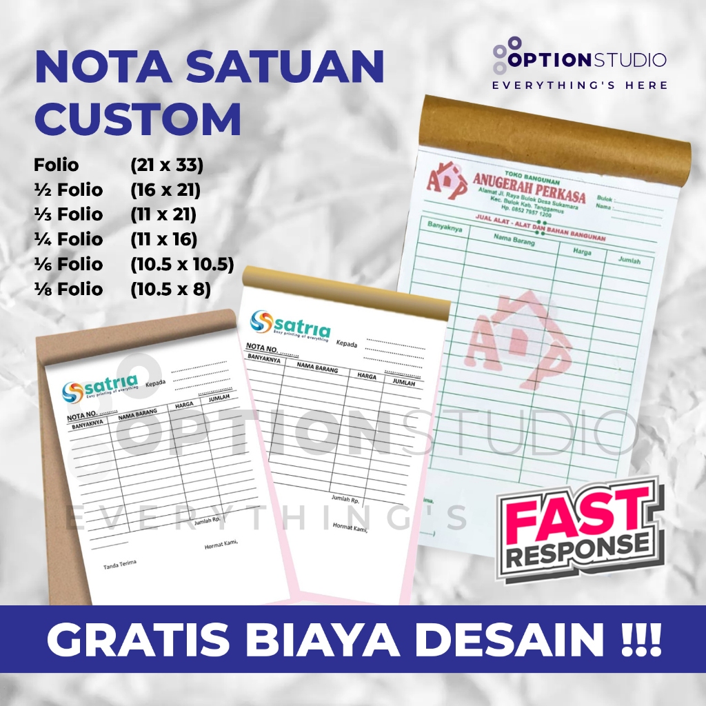 Cetak Nota Kwitansi Surat Jalan Toko Bangunan Laundry Bengkel Full Color Satuan Custom Uk. A4/A5/A6/