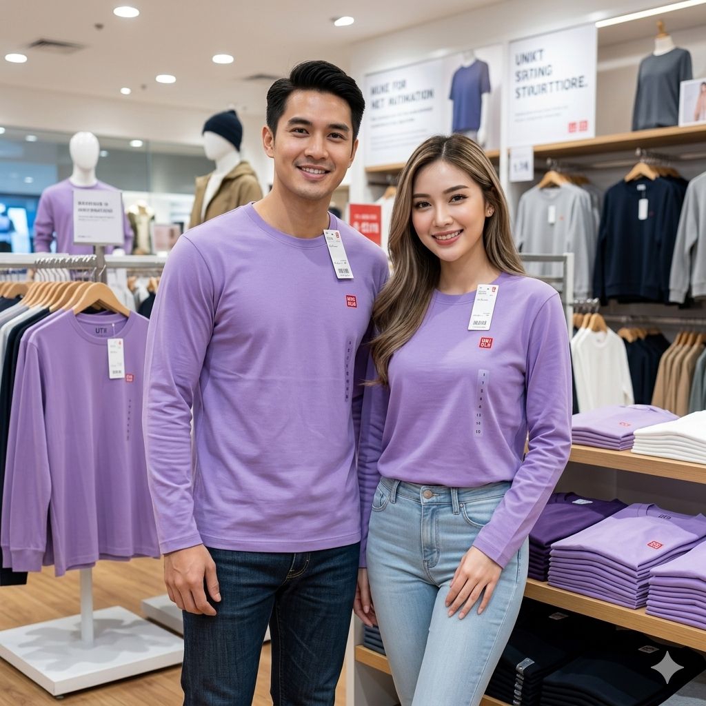 Kaos Uniqlo Lengan Panjang Unisex Logo Bordir