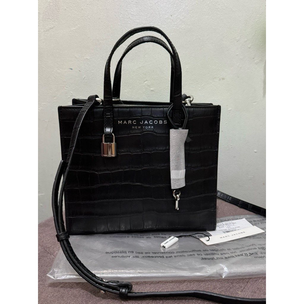 MJ GRIND MINI TOTE BLACK CROCO LEATHER