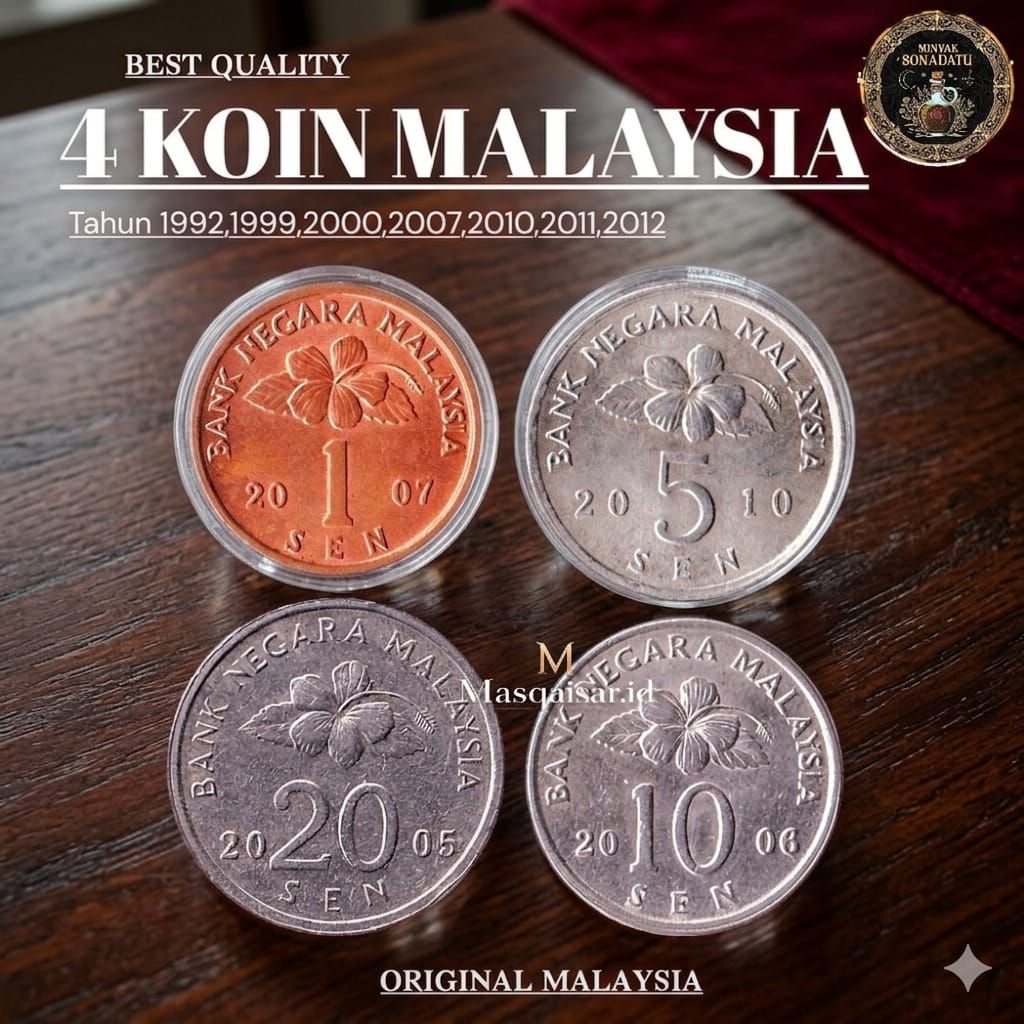 [ 4 PCS ] Koin Sen Malaysia 1 Sen Malaysia 5 Sen Malaysia 10 Sen Malaysia 20Sen Malaysia Gress Best 