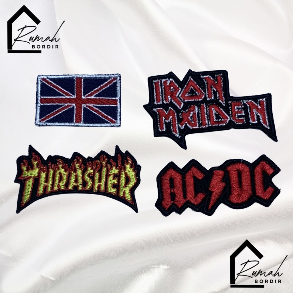PATCH Bet Logo Bordir Motif Metal Underground Thrasher Iron Maiden ACDC