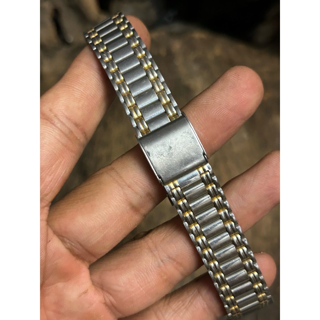Strap Jam Stainless Steel  Vintage – Tali Jam Jadul Two Tone Silver Gold Preloved Kondisi Bagus - ba