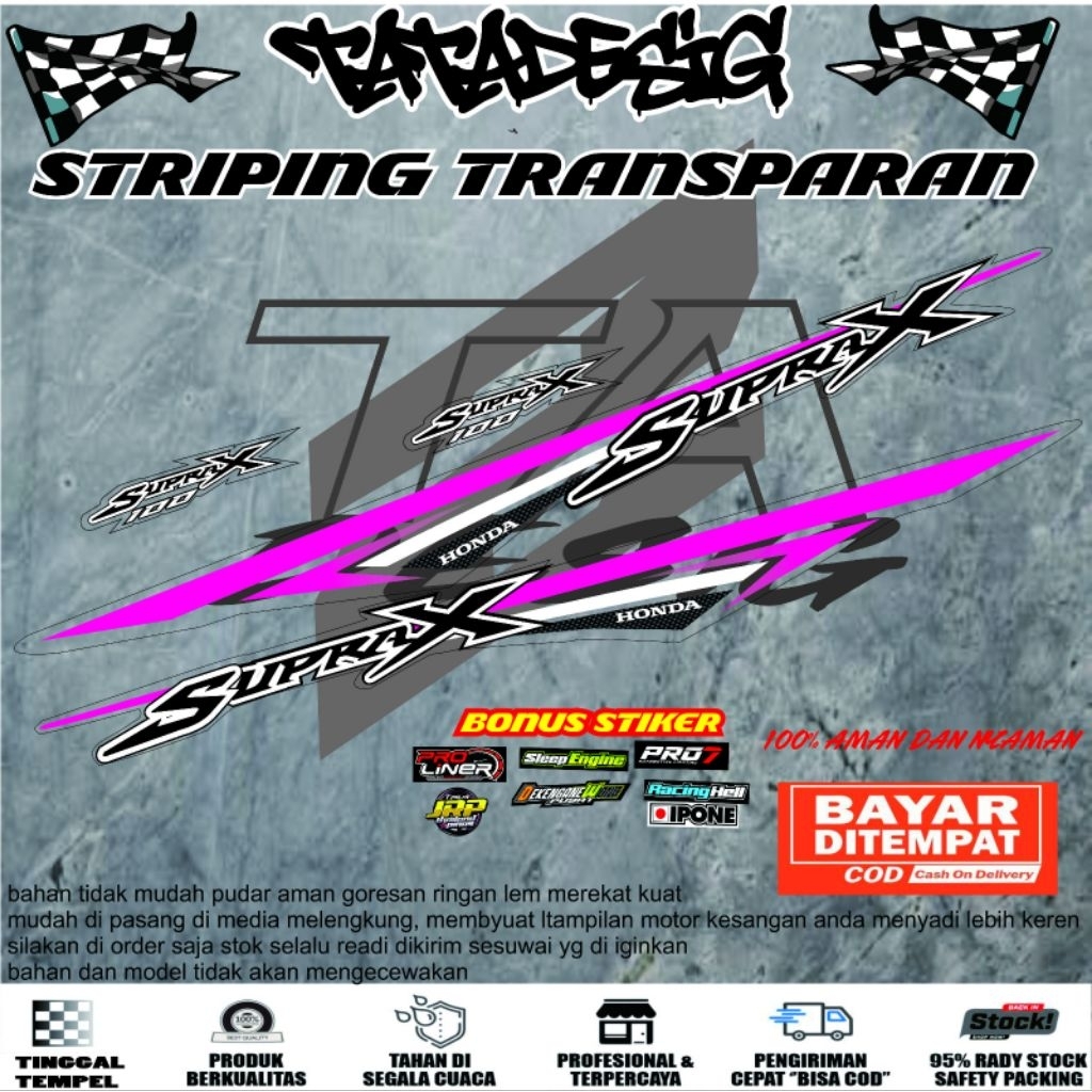 striping stiker transparan Supra x 100 Supra fit 100
