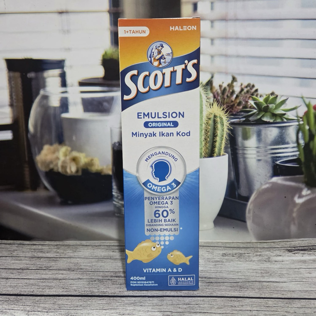 Scotts Emulsion LOGO HALAL Rasa Vita / Original Cod Liver Oil 400ml - Minyak Ikan Scotts