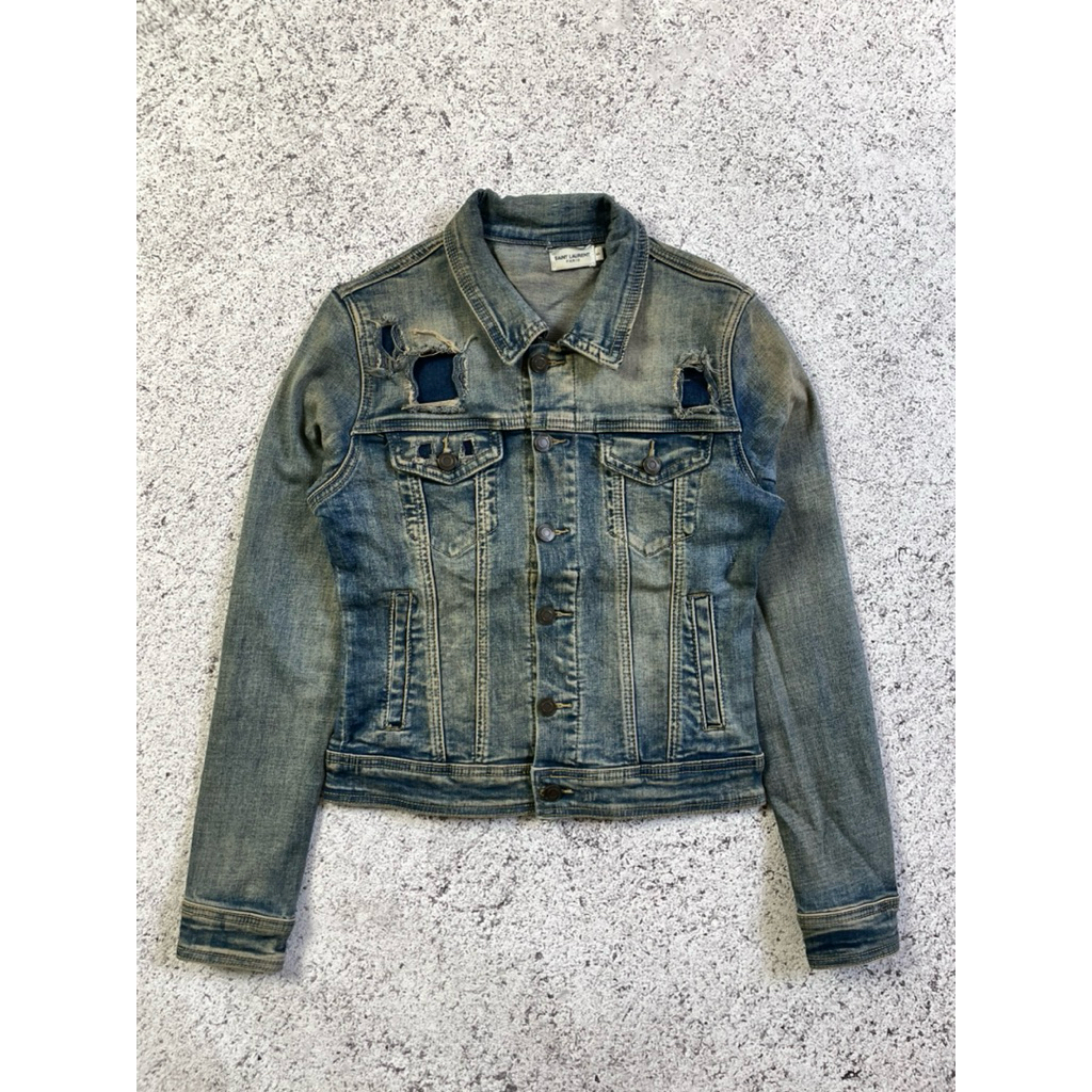 Saint Laurent Mudwash Distressed Denim Jacket