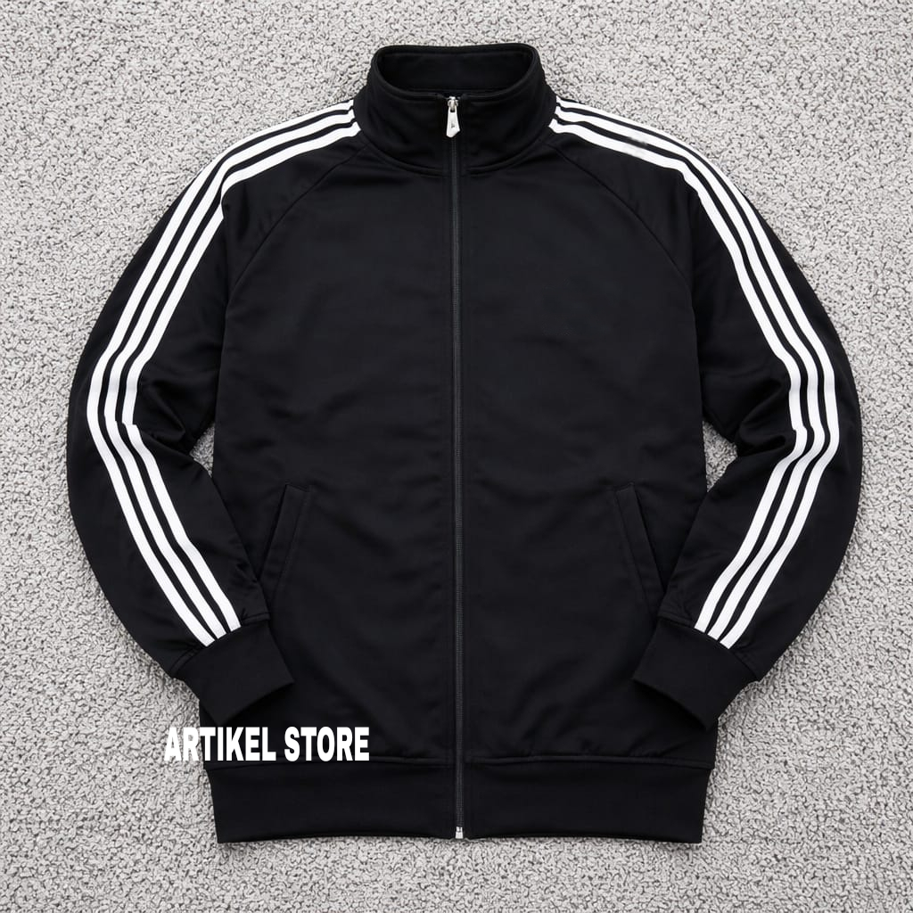 Jaket Tracktop Strip Zipper Polos Hitam Pria Wanita Jumper / Jaket Tracktop  / Jaket Polos / Jaket P