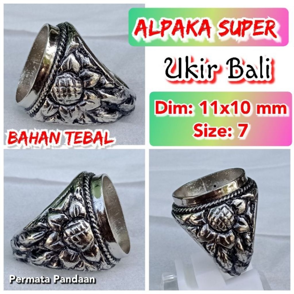 cincin emban batu akik batu permata alpaka super ukir Bali.48