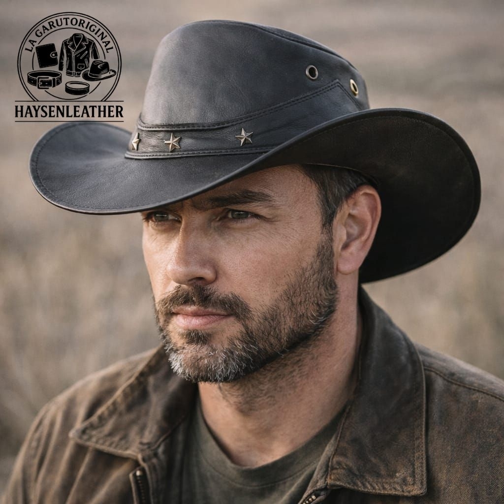 Topi Koboy Pria Kulit Asli