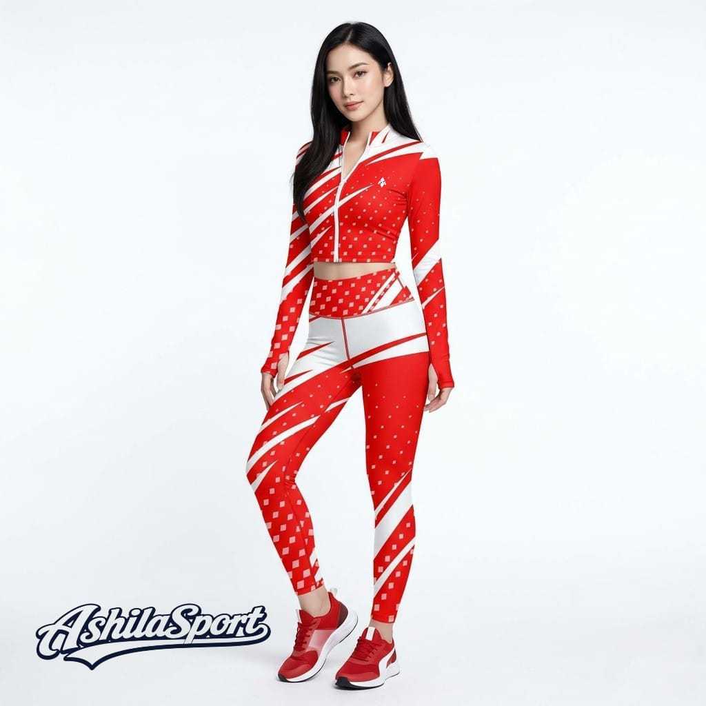 SETELAN OLAHRAGA WANITA PREMIUM SXB SPORT MERAH PUTIH
