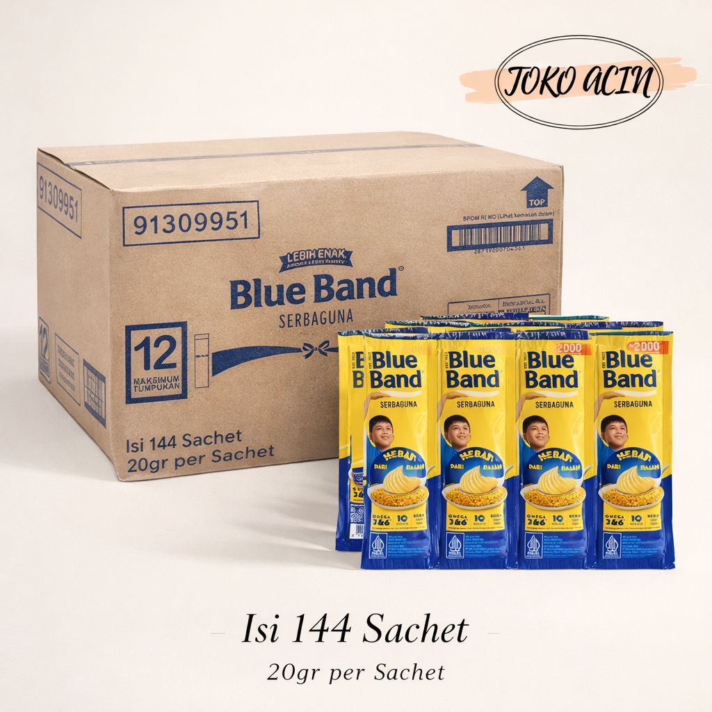 Tokoacinn | Blue Band 20gr Sachet Isi 144 pcs Dus | Margarin Serbaguna Blueband Murah Grosir