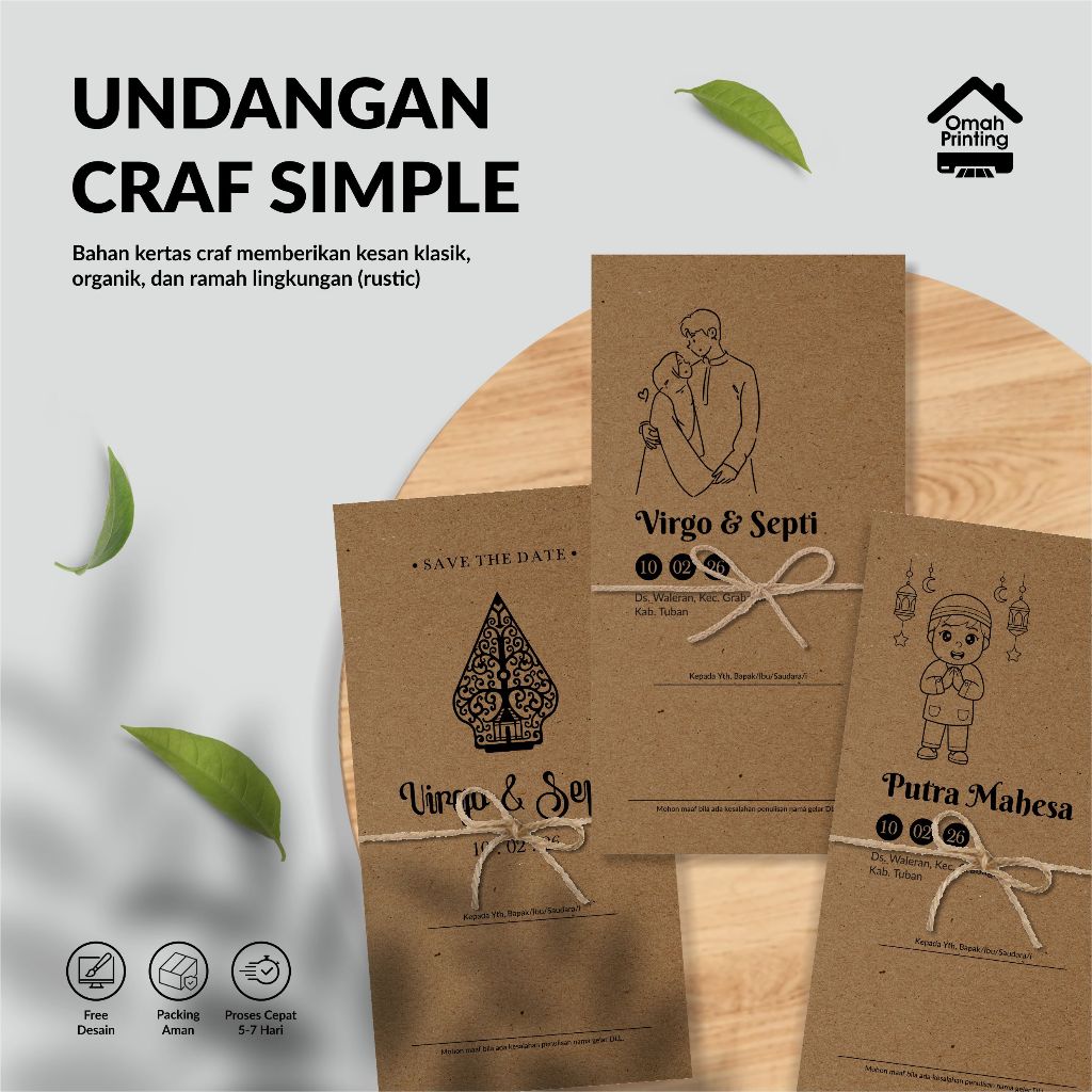 Undangan Pernikahan Murah Craf / Undangan Pernikahan Aesthethic / Undangan Nikah Murah dengan tali