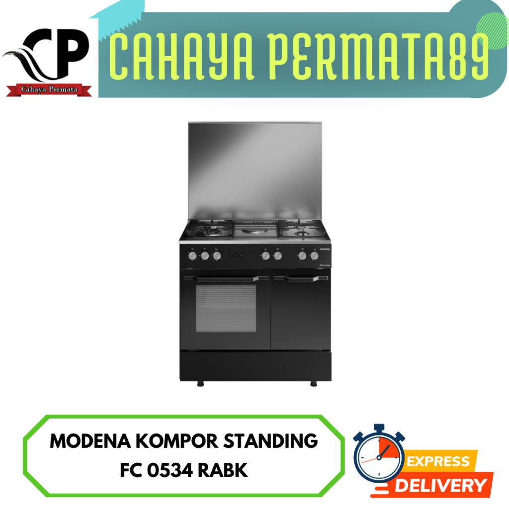 MODENA FC 0534 AABK / FC0534AABK Kompor Free Standing 90 cm 4 Tungku Dengan Oven Gas
