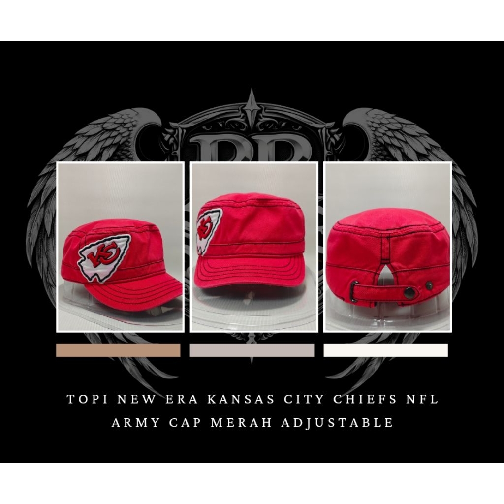 Topi New Era Kansas City Chiefs NFL Army Cap Merah Adjustable