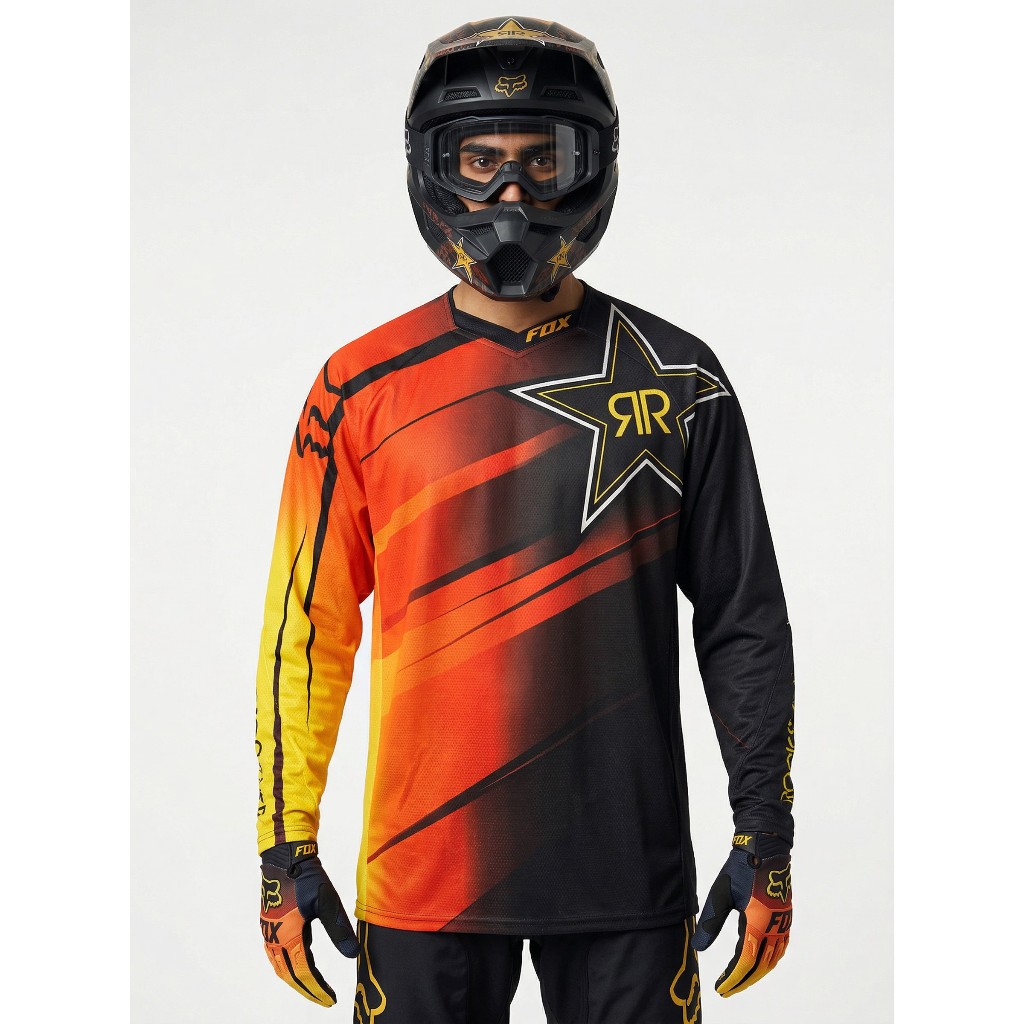 Fox 360 Rockstar Blur Jersey Original Jersey Motocross Trail Dewasa