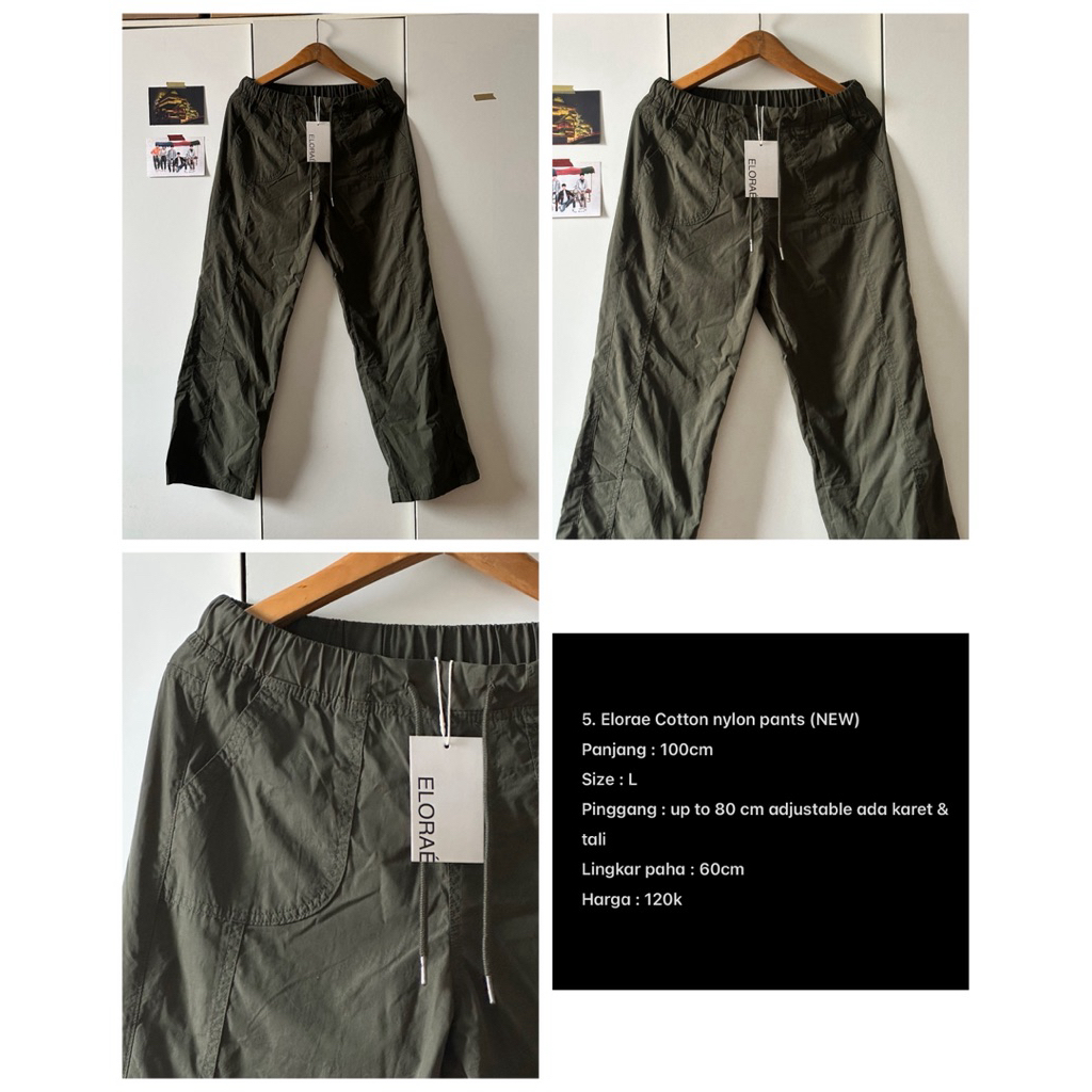(NEW) Elorae forest green cotton nylo cargo pants