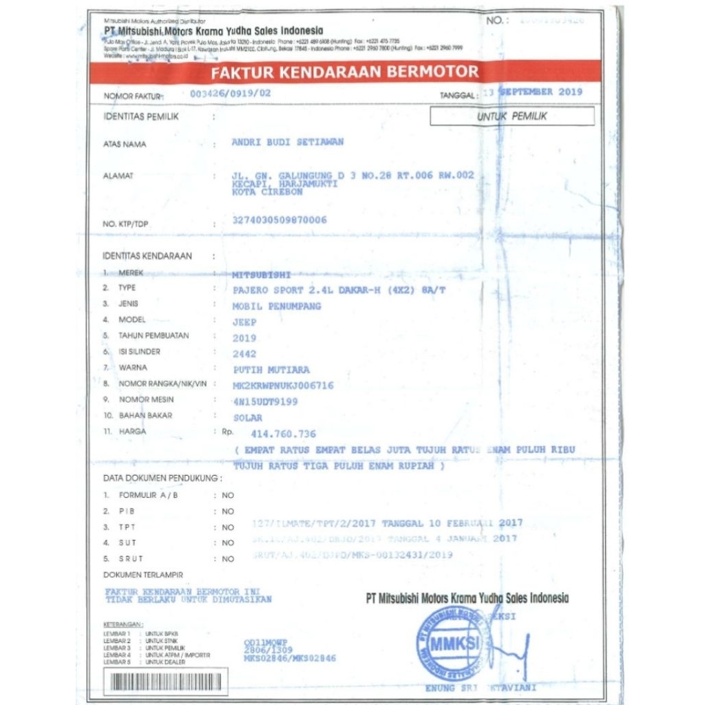 Terbaik faktur kendaraan bermotor