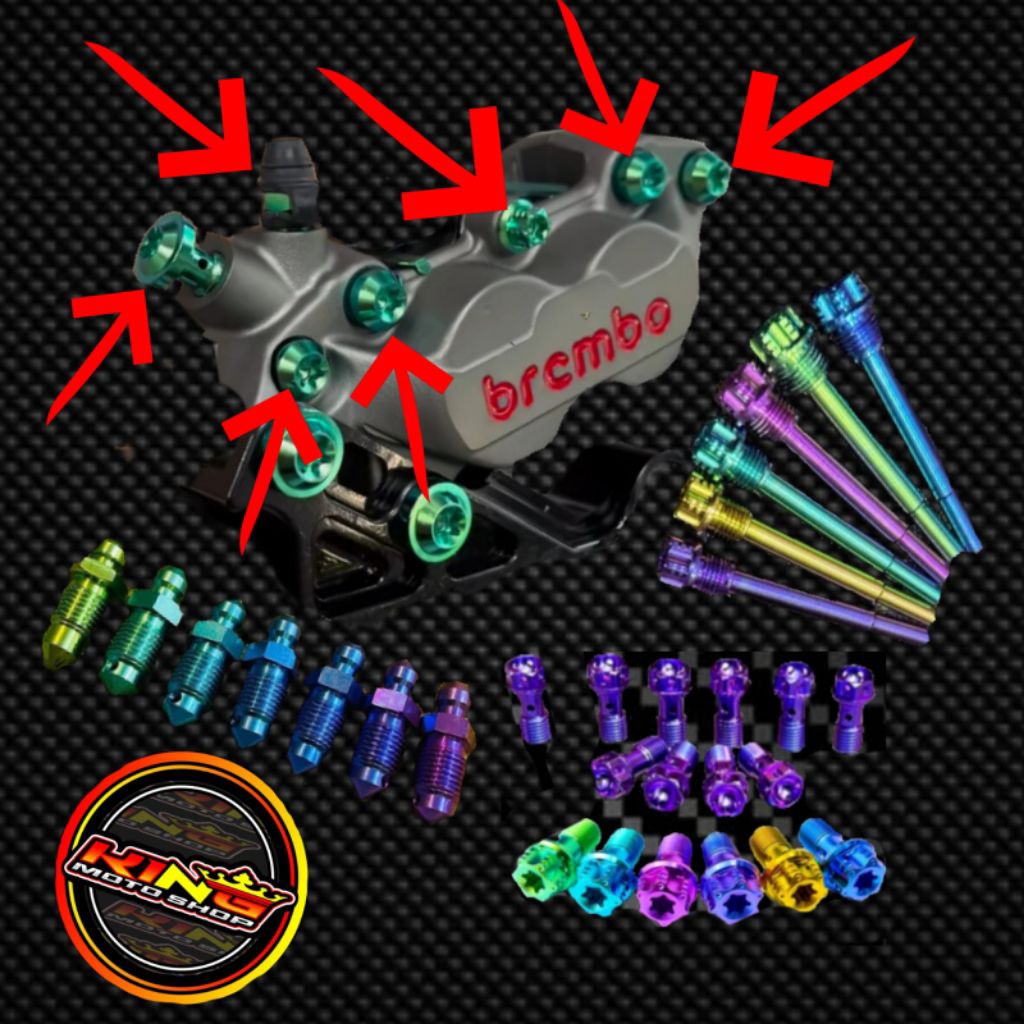 baut kaliper Brembo 4 piston tojosan kaliper Brembo nepel angin Brembo nepel selang rem Brembo Titan