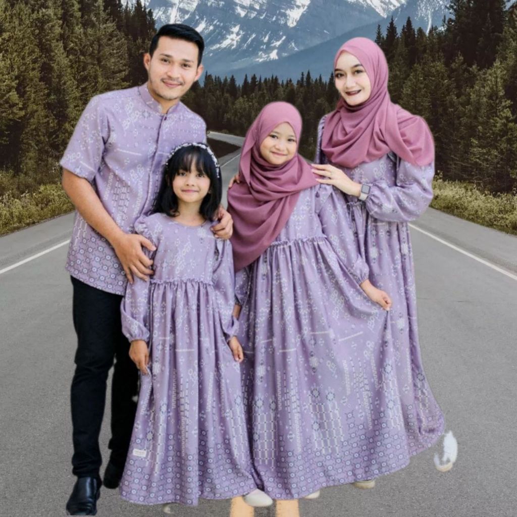 REAL PICT SARIMBIT LEBARAN 2026 SILKY PREMIUM LILAC LAVENDER BAJU PESTA KONDANGAN FAMILY SET UNGU PU