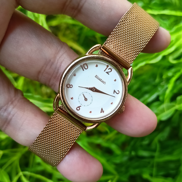 ELIZABETH 2200-0751 White Gold Original Secondhand | Jam Tangan Wanita Preloved