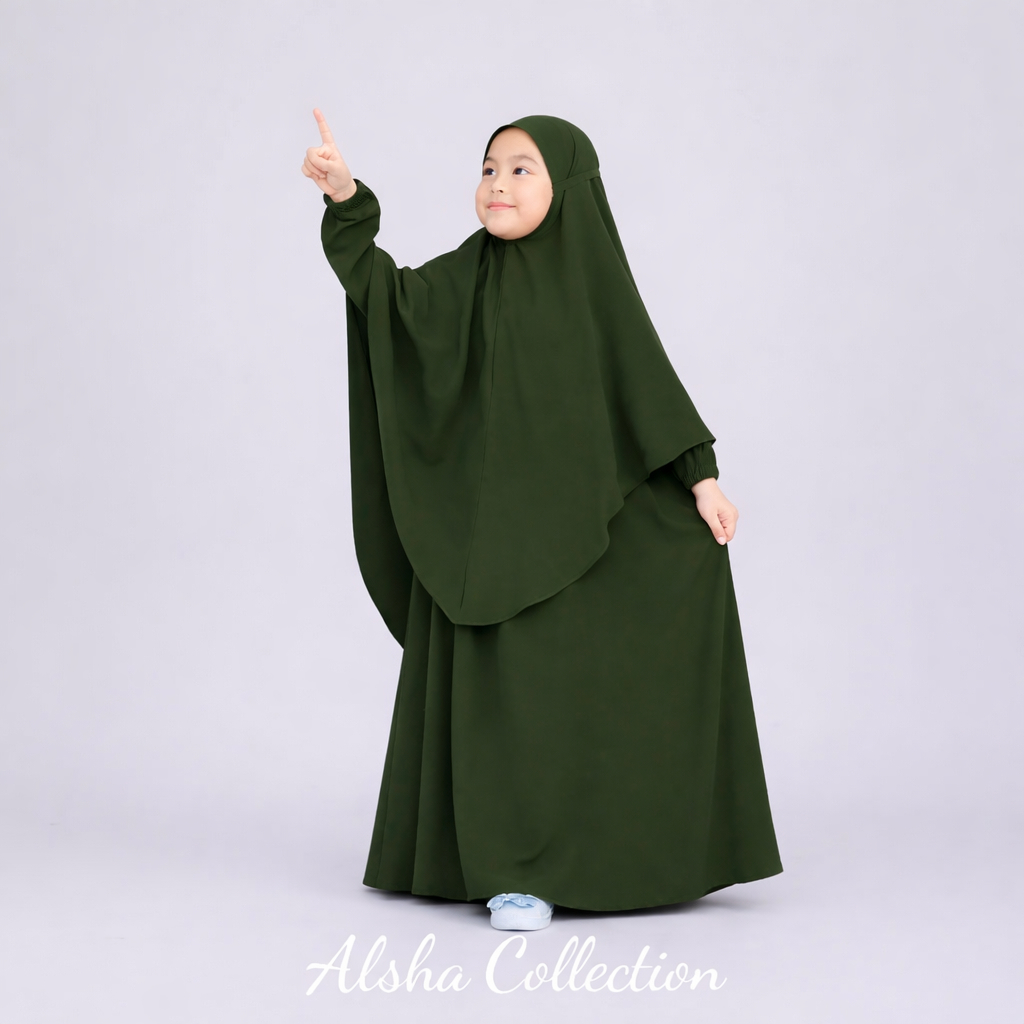 Gamis Kekinian Anak/Gamis Abaya Turki Anak Bahan Crincle Gamis Anak Perempuan Manasik set Kerudung G