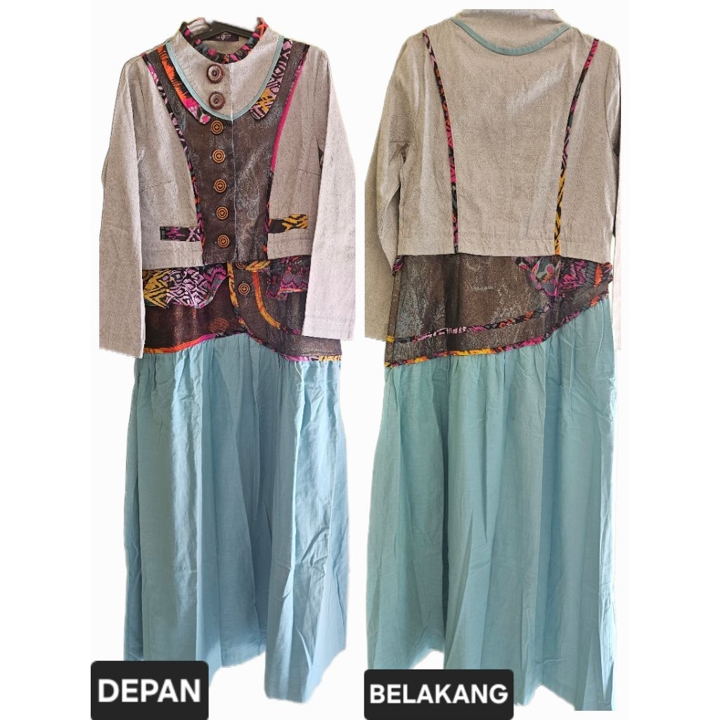 SALE  Gamis Batik Kombinasi Etnik TUNEECA Preloved