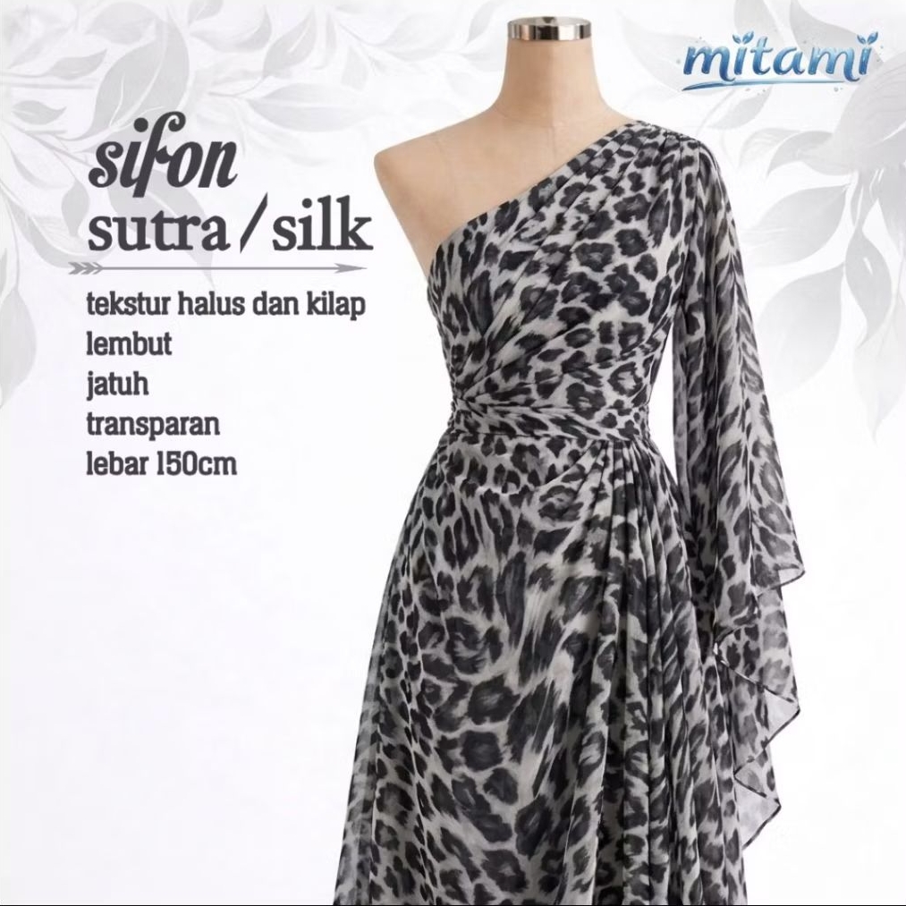 Kain Sifon Chiffon Motif Leopard Macan Tutul (Harga Per 0,5)