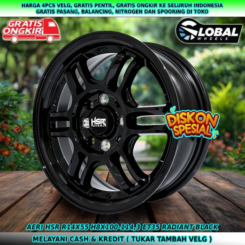 Velg racing R14 untuk mobil Kijang LGX| Veloz| Livina| Avanza| Galant Hiu| dll velg hsr aeri R14