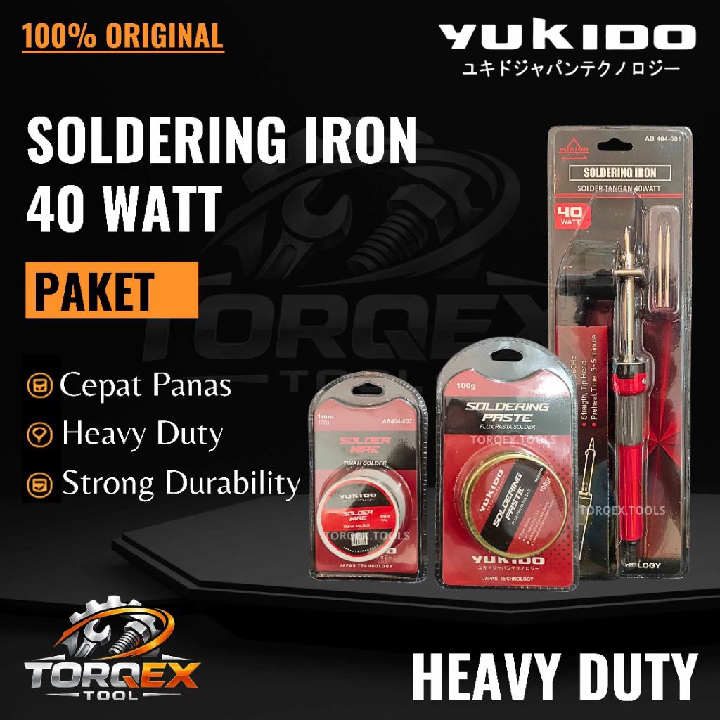 Solder Yukido 40W + Timah & Flux Paket Lengkap Solder Listrik Cepat Panas untuk PCB & Elektronik