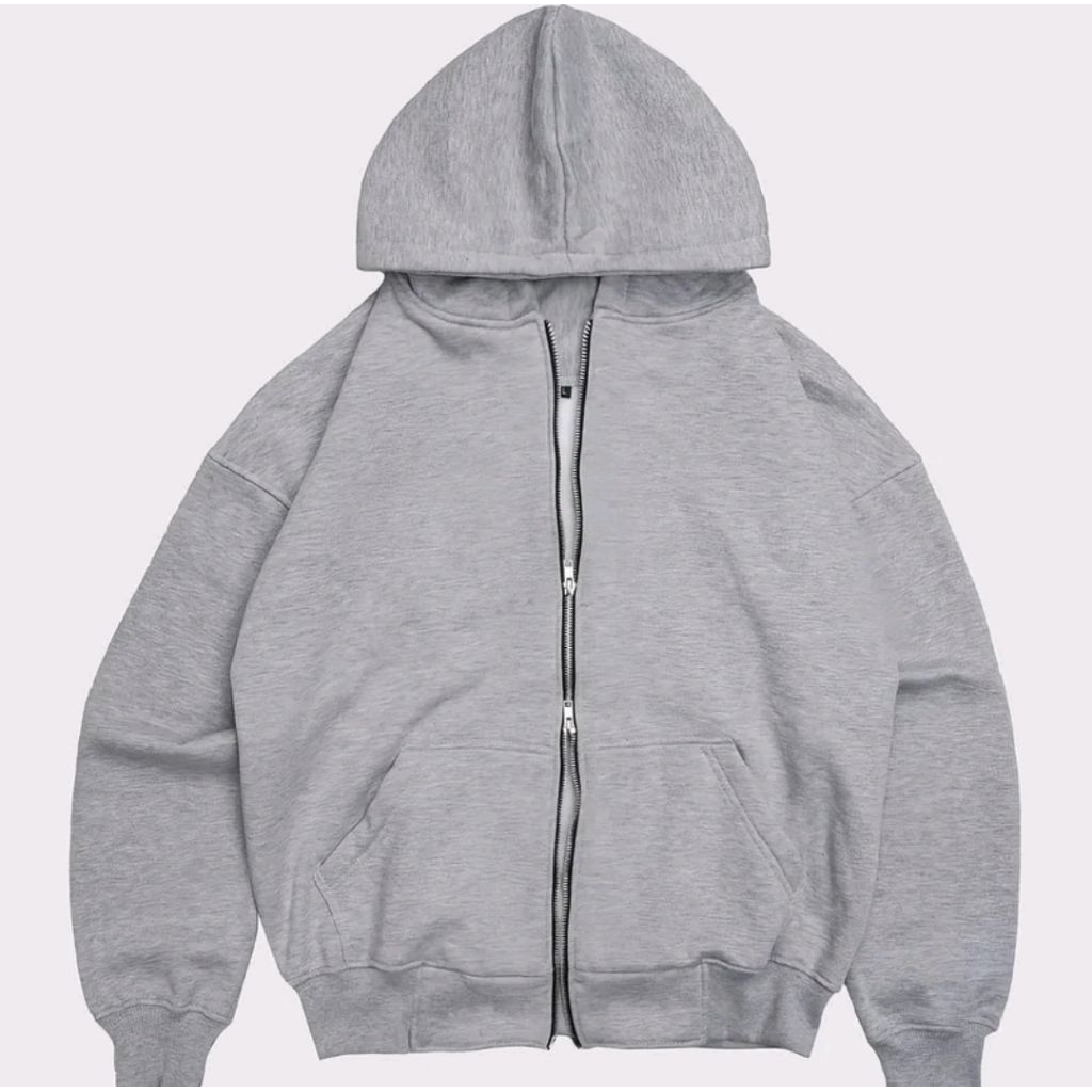 jaket boxi double zipper