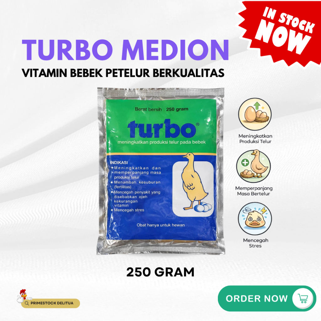 TURBO 250 GRAM - Vitamin Khusus untuk Meningkatkan Produktivitas Bebek Petelur MEDION