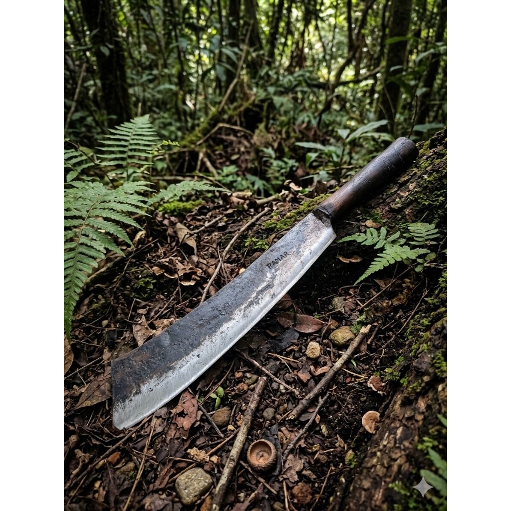 Parang Pembersih Kebun Baja Per Mobil Tebal Gagang Besi Las Paten 45cm