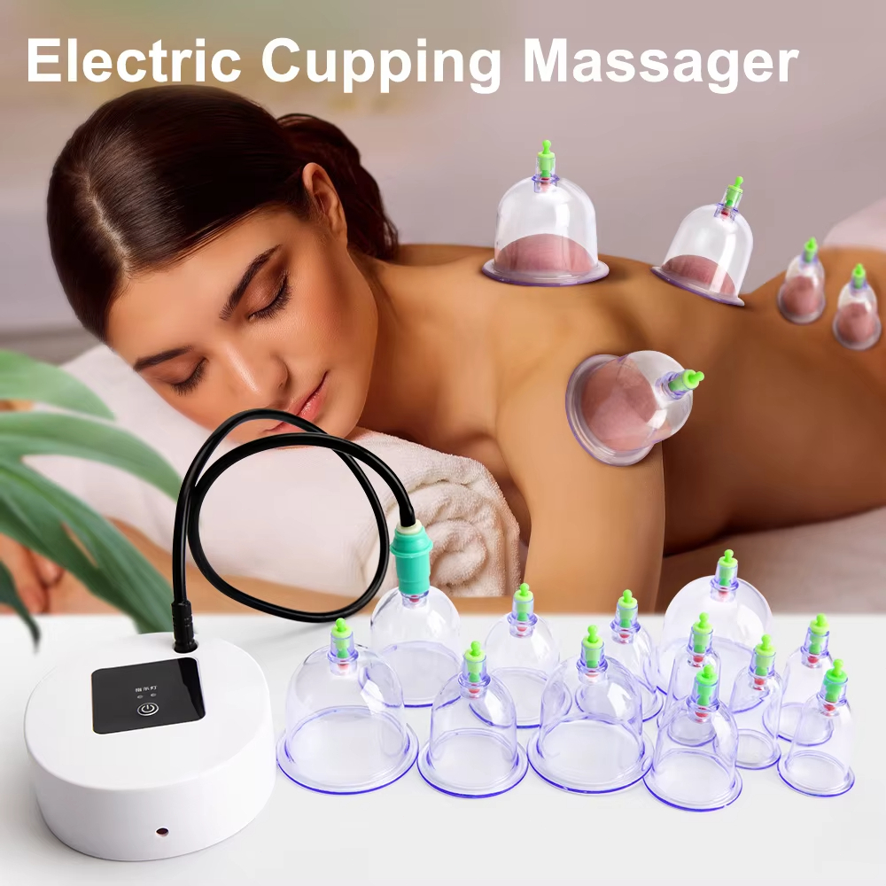 Alat Bekam Elektrik 12 Cangkir - Set Pijat Hisap Otomatis untuk Terapi Nyeri Otot & Relaksasi Badan,