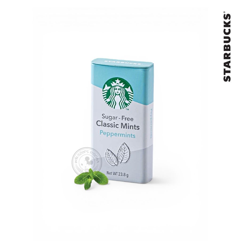 Starbucks Sugar-Free Classic Mints Peppermints Permen Mint Vegetarian Friendly Fresh Breath Pengharu