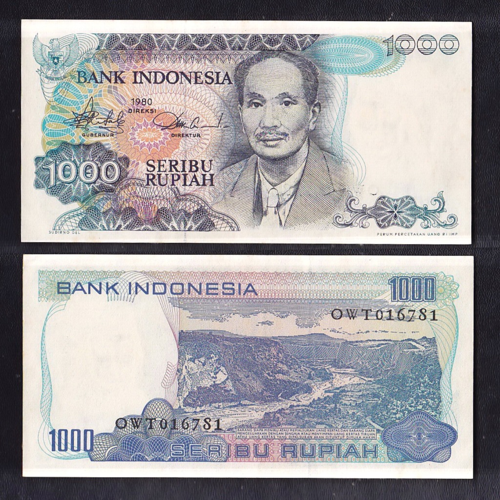 Uang kuno 1000 rupiah tahun 1980 Soetomo