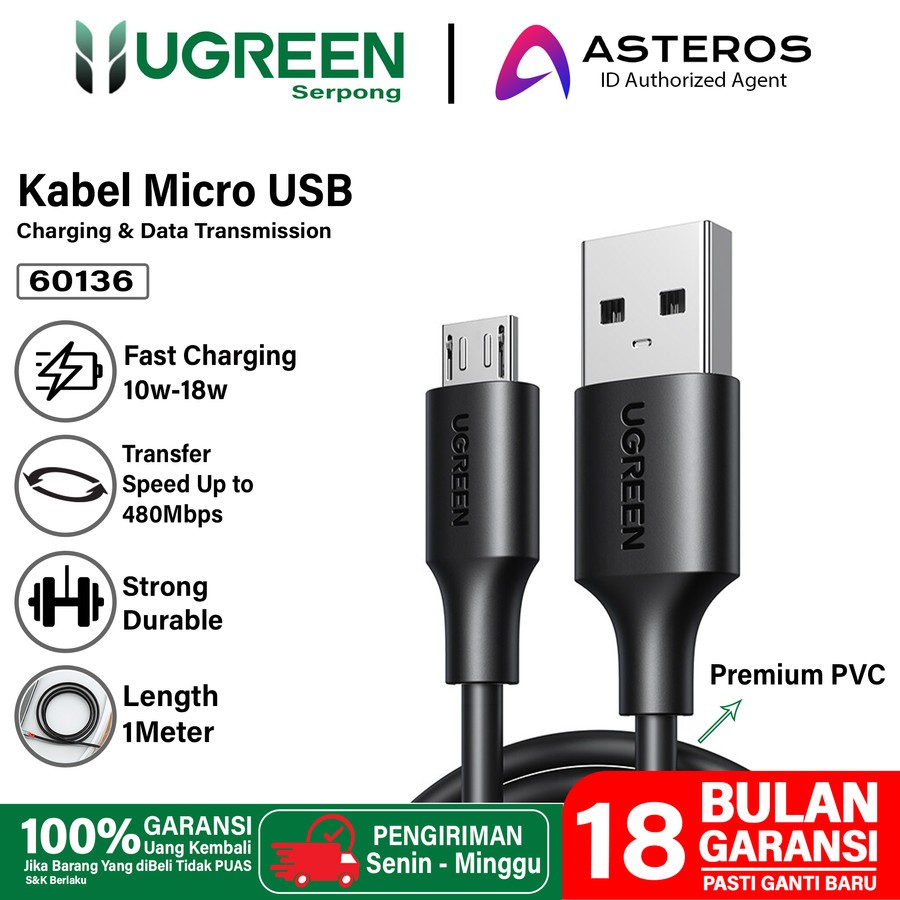 Kabel MIcro Ugreen 60136 60138 60134 Usb 2.0 A - Ugreen Kabel Usb Data Charger Micro Usb 3A