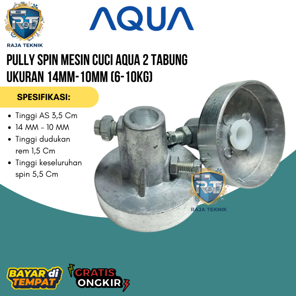 Pully Spin Pengering 14mm-10mm Mesin Cuci Aqua 2 Tabung (6-10Kg)