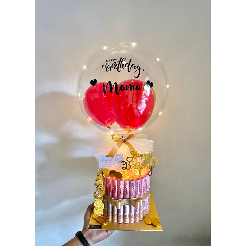 MONEY CAKE BALLOON (BALON KUE UANG) HADIAH HARI IBU