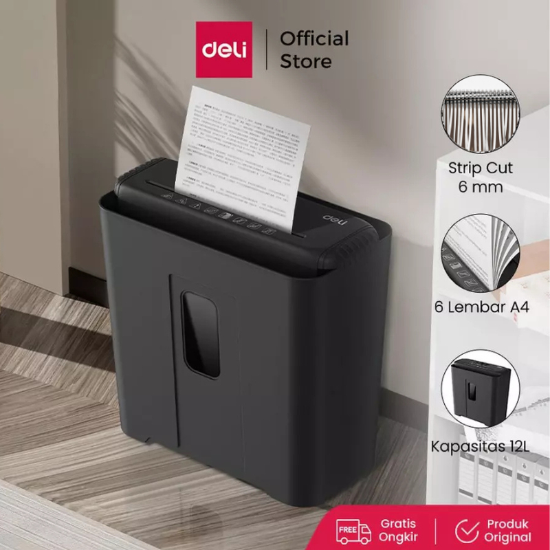 Deli Paper Shredder / Mesin Penghancur Kertas 6 Lembar Kapasitas 12 Liter ET102SC