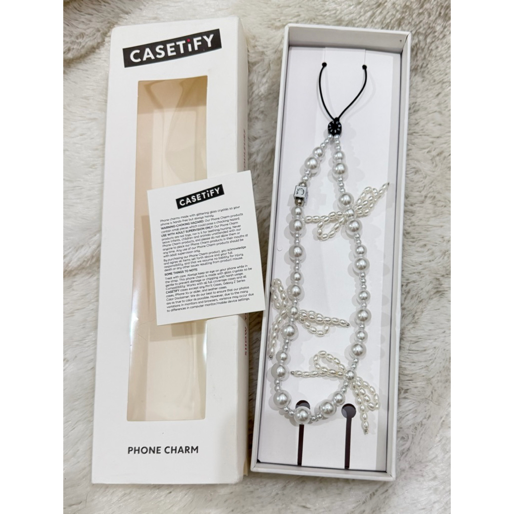 Casetify Phone Charm Pita white Pearl - Gantungan Hp Original