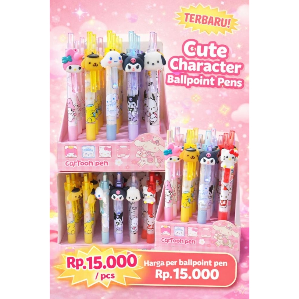 Pulpen Ballpoint unik dengan karakter unik dan lucu