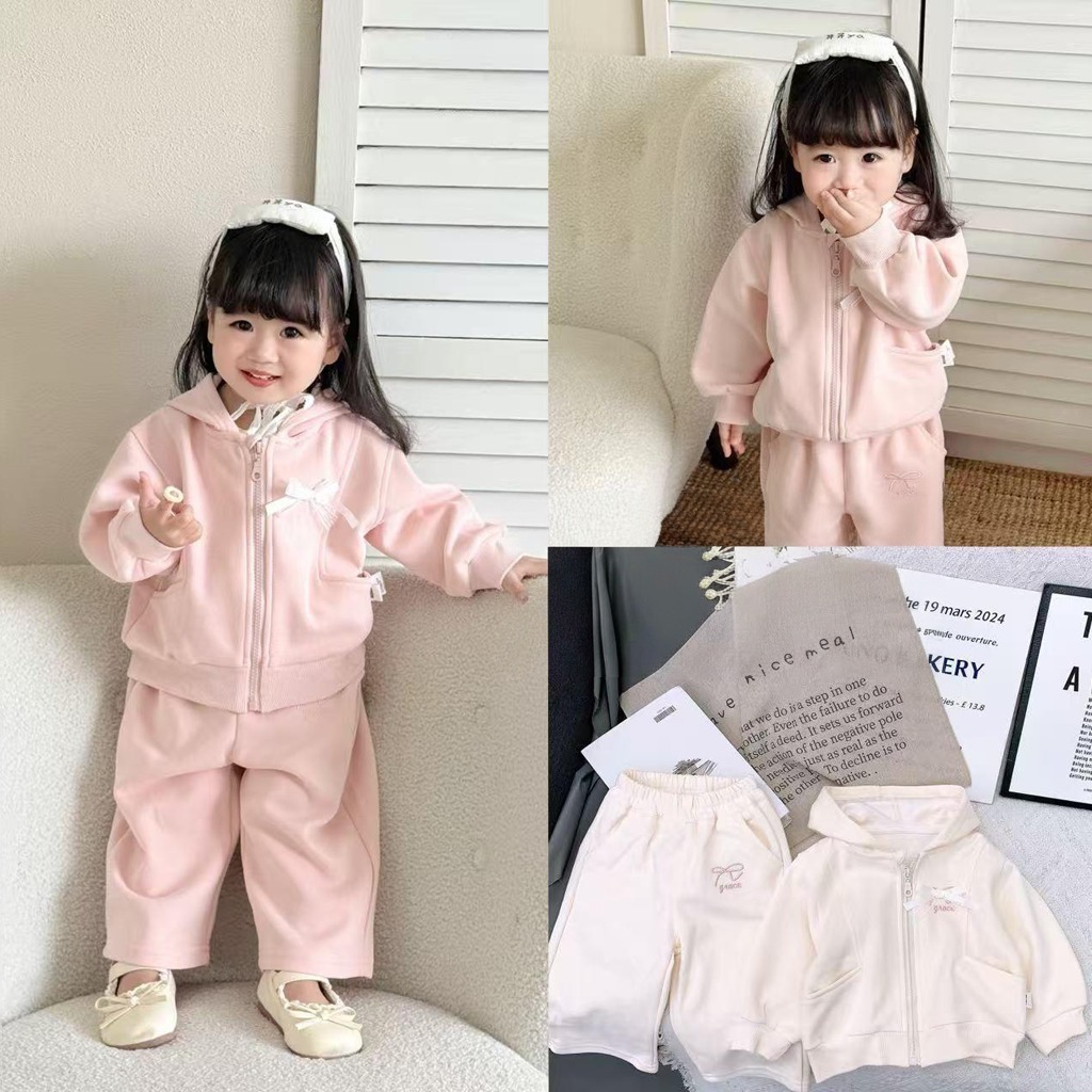 Setelan Jaket Polos Bordir (1-2 Tahun)