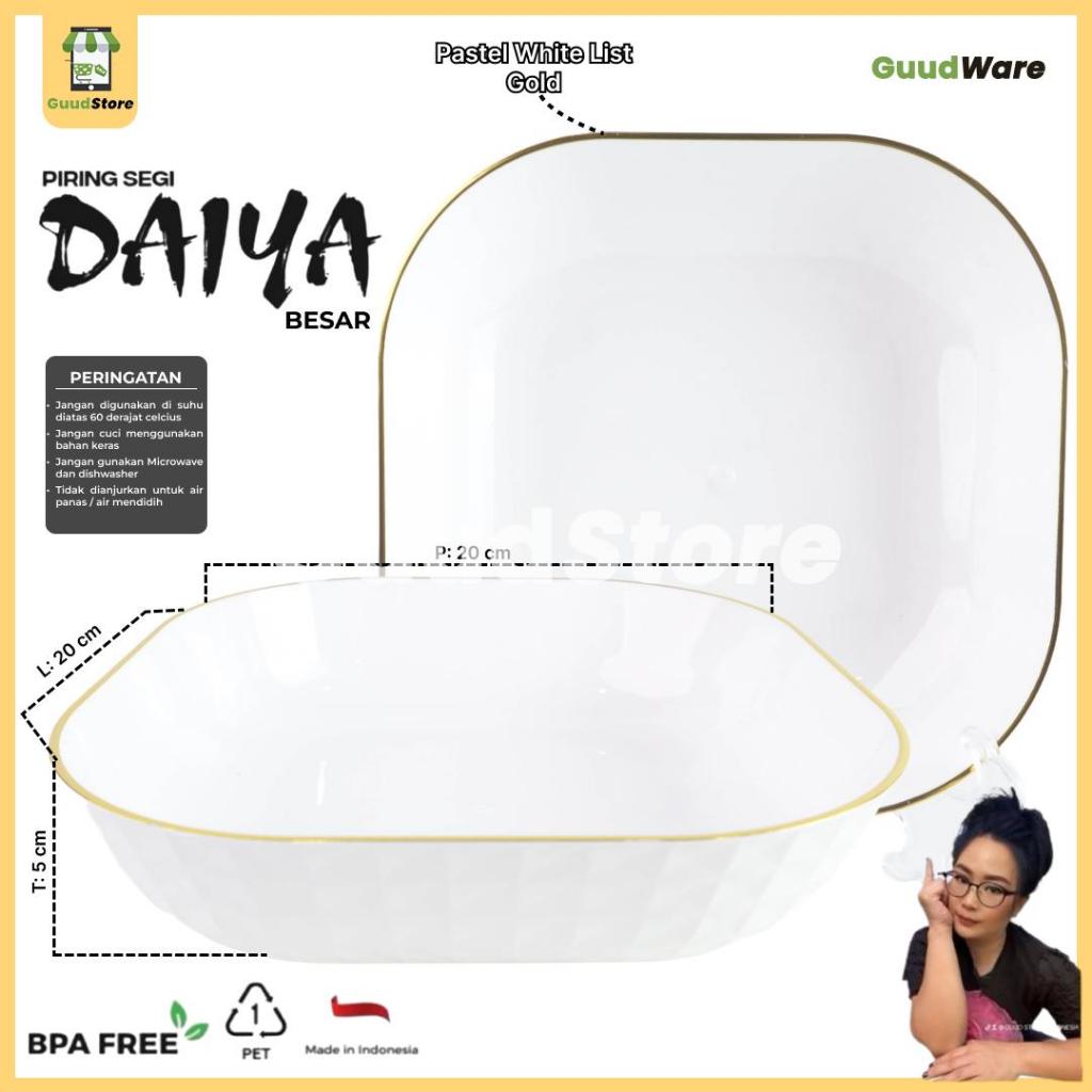 3-6 Pcs (BESAR) Daiya Piring Saji Kue Plastik  20 CMS Segi empat Crystal Anti pecah  / piring prasma