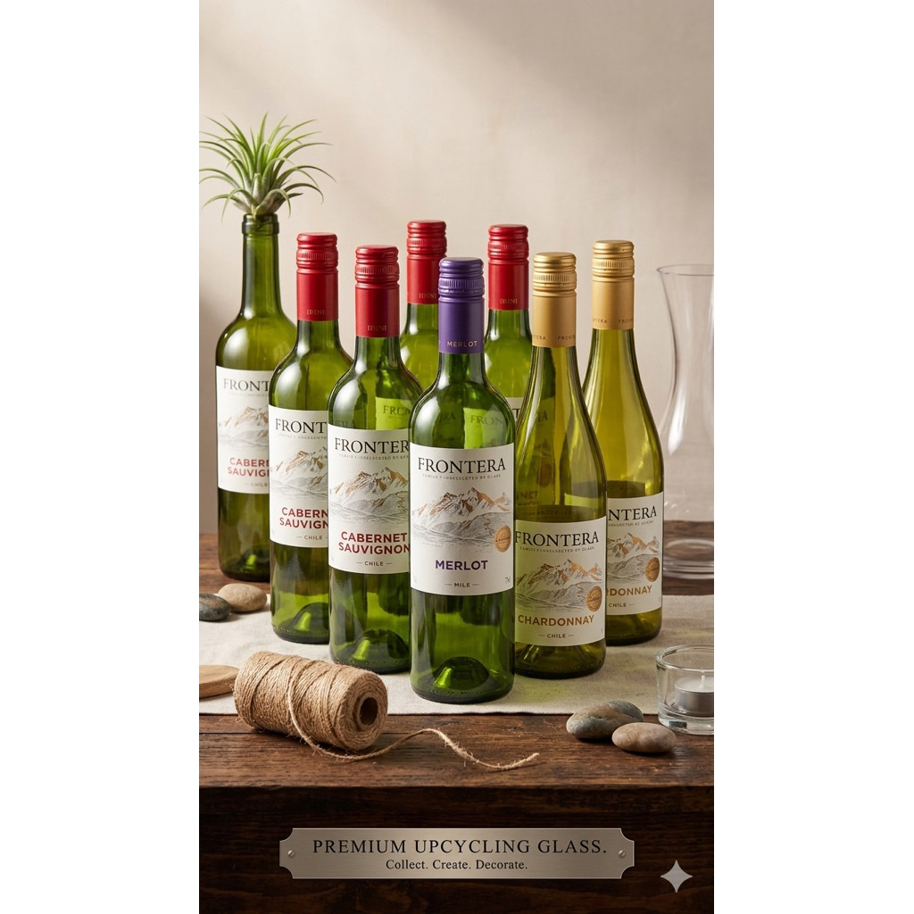Botol Wine Kosong Mulus bersih Frontera  / botol hiasan / botol pajangan / botol dekorasi