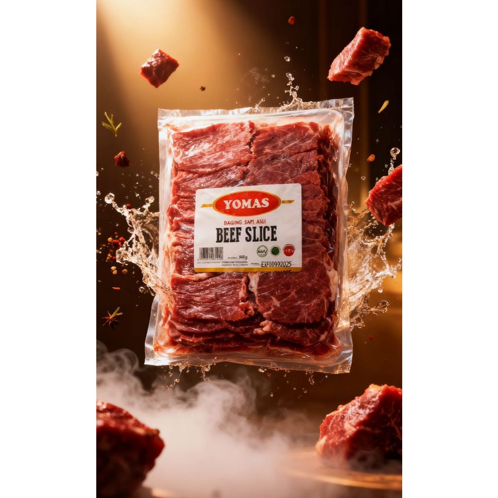 Yomas Daging Sapi Iris Tipis 250gr - Beef Slice, Lembut & Mudah Dibakar