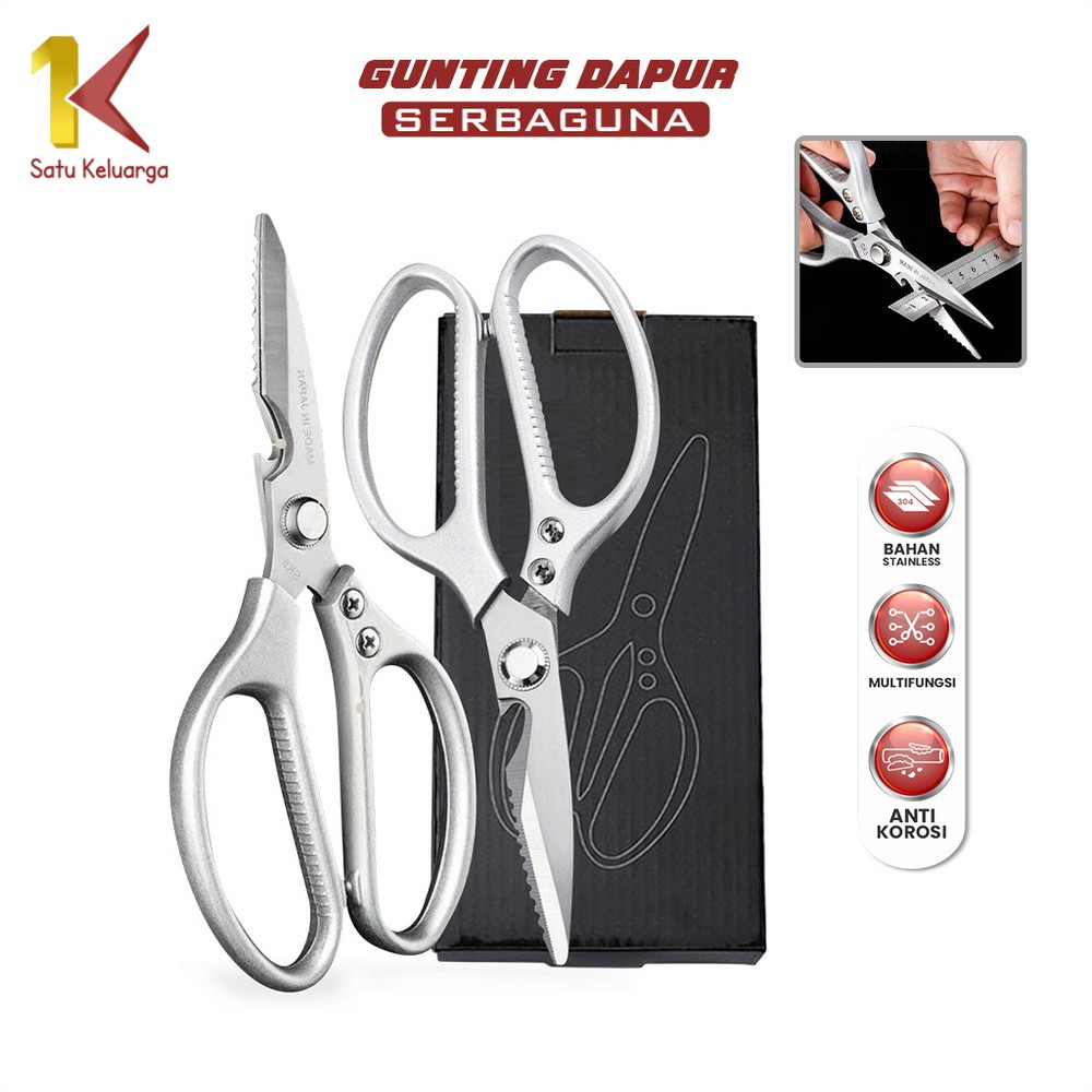 Satu Keluarga Gunting Dapur Serbaguna Stainless Tahan Karat C976 Gunting Pembuka Tutup Botol Kitchen