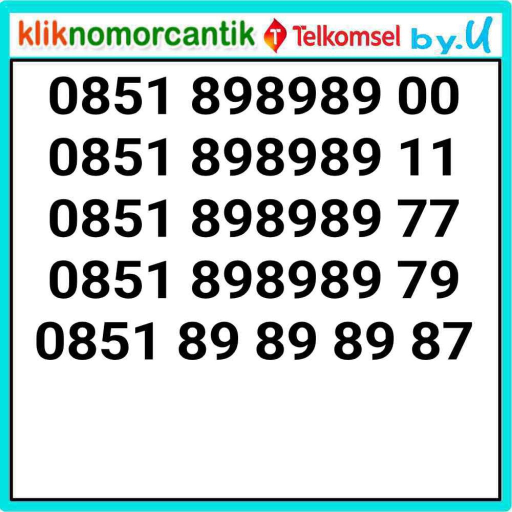 nomor cantik ByU 4G&5G kartu perdana Telkomsel By.U  A3