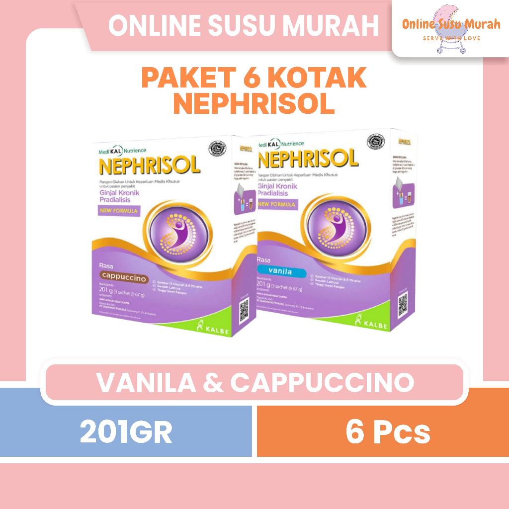 NEPHRISOL PAKET 6 KOTAK VANILA CAPPUCINO 201 GR CAPUCINO 201GR SUSU DEWASA SSKD