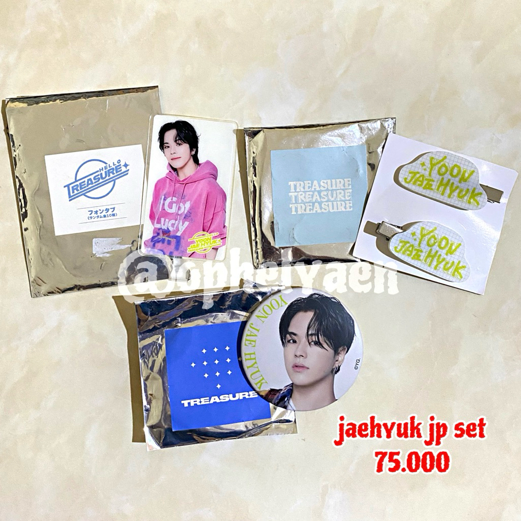 [ ready ] MERCH TREASURE JAPAN JAEHYUK OFFCIAL JP HP JEPITAN PIN WTS WANT TO SELL TEUMEJAJAN TEUMEJU