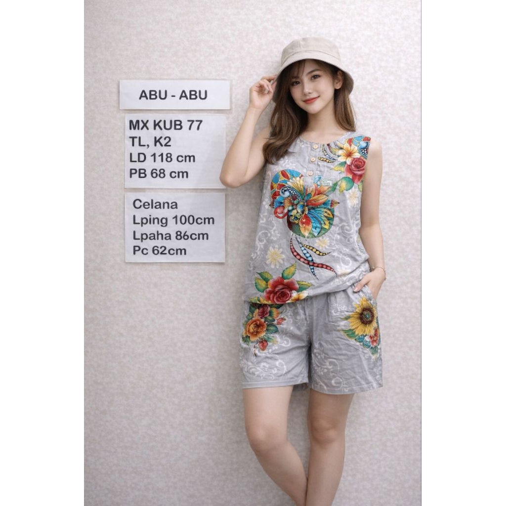 Setelan Daster Tanpa Lengan Yukensi Singlet Kutung Wanita Big Size Jumbo Ld 120 Daster Kutung Jumbo 