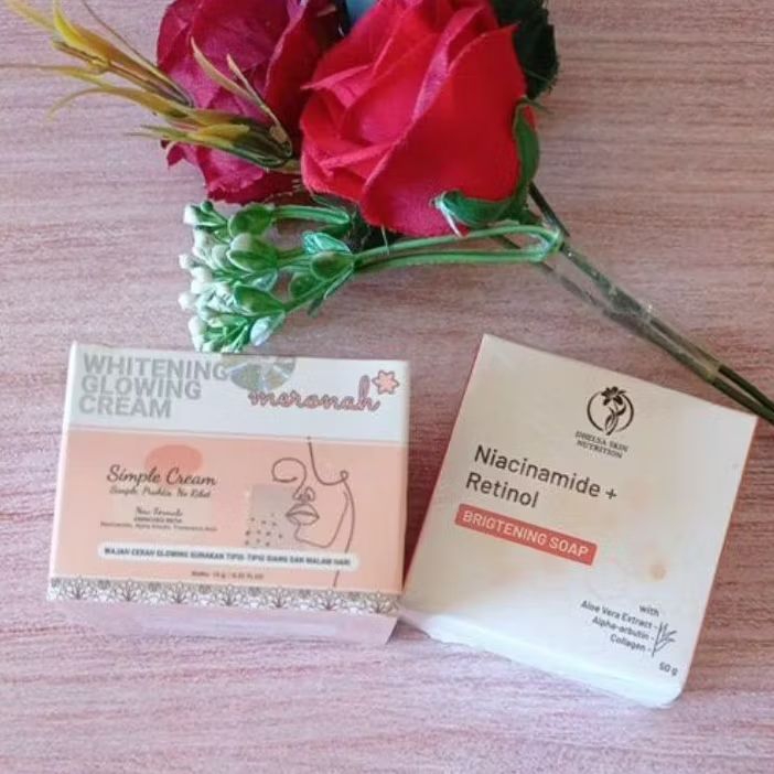 MERONAH GLOWING CREAM FREE SABUN NIACINAMIDE RETINOL/SABUN SAFRON